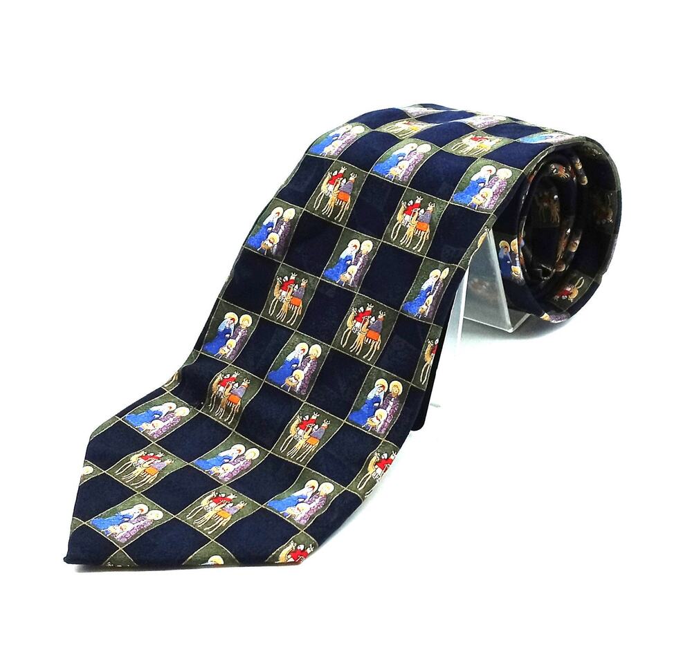 Vintage Christmas Neck Tie Purple American Greetings Nativity Wise Men NWT